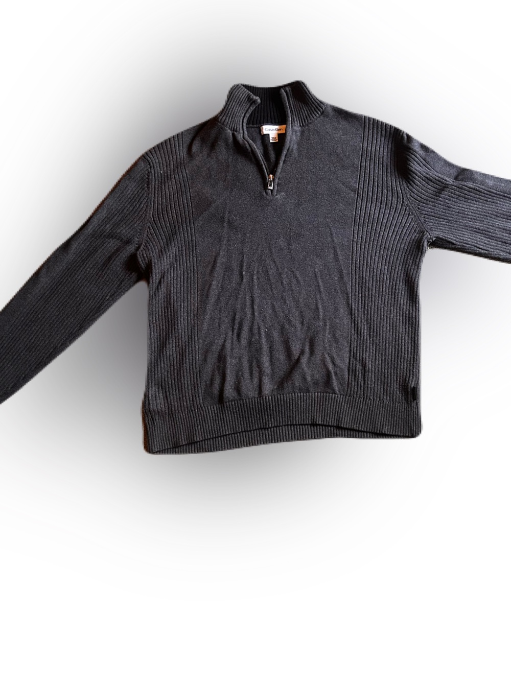 Calvin Klein Black Quarter-Zip Ribbed Sweater